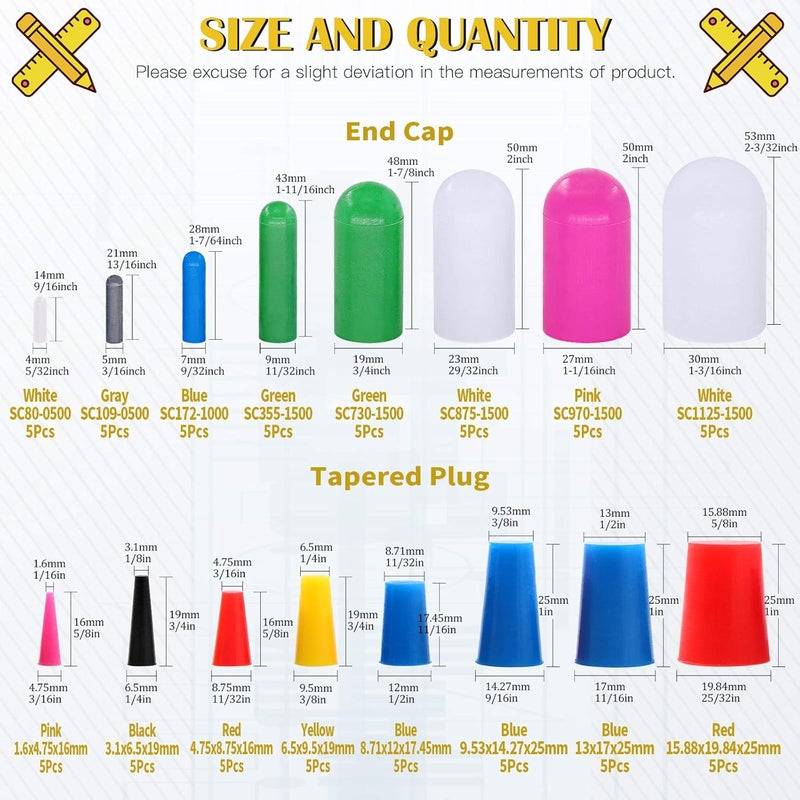 Mardatt 80Pcs Silicone Rubber Tapered Stopper Plug and Protective End Cap Assortment Kit Withstand High Temperature for Powder Coating Painting Anodizing Repairing Masking Spraying - Image 2